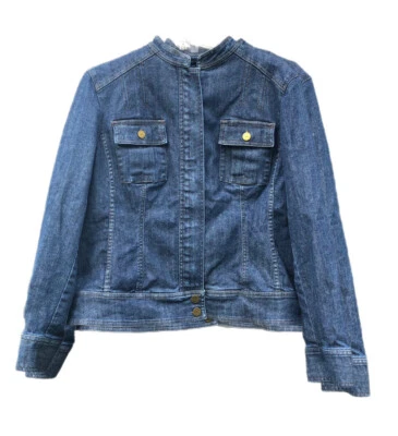 Chaqueta vaquera vintage AK Anne Klein cuello banda algodón elástico/spandex talla OX Foto 1 de 4