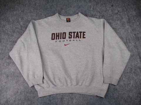 Vintage Ohio State Buckeyes Sweater Mens 2XL XXL Gray Nike Sweater Center Swoosh Cover