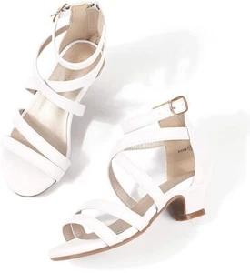 PANDANINJIA Anna Girls White Low Pump Heels Sz: 9 Toddlers - Picture 1 of 12