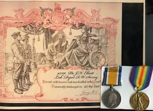 WW1 Medals Pair To Pte Harry Elliott, The Queens Regiment - Foto 1 di 5