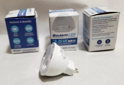 3 Bulbrite LED 3.5W MR11 ( replaces 20W halogen) soft white/ GU4 base/ 150 lumen - Image 1 of 4