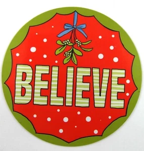 Christmas Magnet BELIEVE die-cut round for car fridge decal bumper decor - Picture 1 of 3