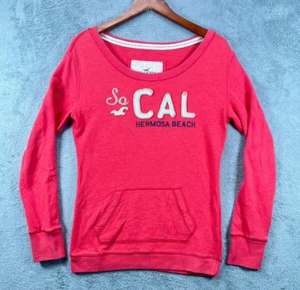 HOLLISTER SO Cal Hermosa Beach Sweatshirt Small Womens Pink Long Sleeve Pullover - Picture 1 of 11