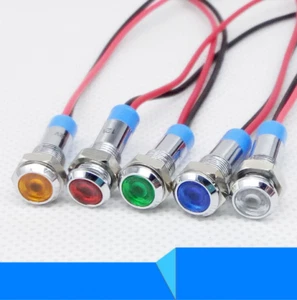 5PCS 6mm 12V Metal LED Pilot Dash Panel Indicator Signal Light Lamp Car Boat US - Picture 1 of 2