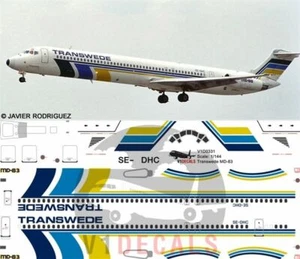 V1 Decals McDonnell Douglas MD-80 Transwede for 1/144 Minicraft Model Kit - Picture 1 of 8