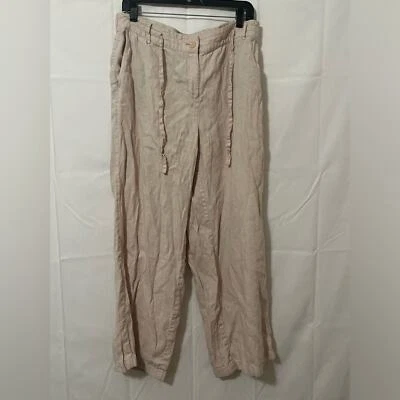 Pantalones de pierna ancha Sutton Studio para mujer de lino crema - talla 16W, perfectos para el verano Foto 1 de 4