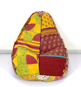 Handmade Vintage Cotton Floral Bohemian Hippie Bean Bag Gypsy Ottoman Pouf d - Picture 1 of 5