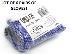 NEW! LOT OF 6 PAIRS! Helix 2076 HexArmor 6/XS Cut Resistant Work Gloves (HR)
