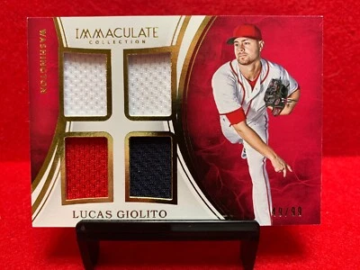 Lucas Giolito Quad 3-Clr. Relic #/99~2016 Panini Immaculate Collection~Nationals - Image 1 of 2