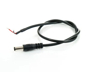 50 x Enchufe de alimentación macho DC PIGTAIL 5,5 x 2,1 mm con plomo mosca para CCTV 40 cm - Imagen 1 de 5