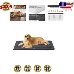Luxury Washable Dog Crate Bed 48x30 for Extra Large Dogs - Travel & Indoor Use - Picture 1 of 8