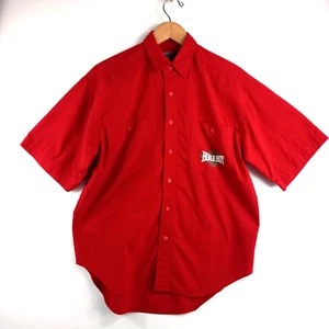 Vintage Bugle Boy Button Up Shirt Men's Size Medium Red Short Sleeve 90's Logo - Picture 1 of 7