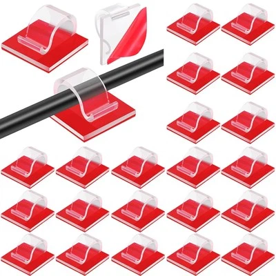 60 Pieces Mini Cable Clips Self Adhesive Light Hooks Small, Clear  - Image 1 of 4