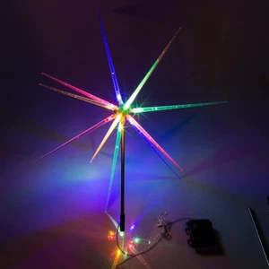 Außen LED Gartenstecker Stern mit 14 LEDs bunt, Batteriebetrieb Timer, IP44 - Bild 1 von 5