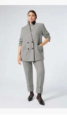 Pantalones con puño de lana virgen/seda elásticos pata de gallo Marina Rinaldi talla 16 $555 nuevos con etiquetas Foto 1 de 4