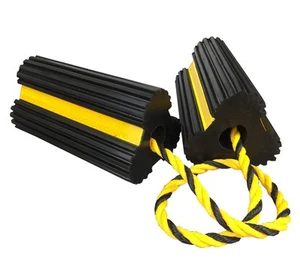 Heavy Duty Rubber Dual Wheel Chocks, RV Non Slip Wheel Stoppers with Nylon Ro... - Picture 1 of 8