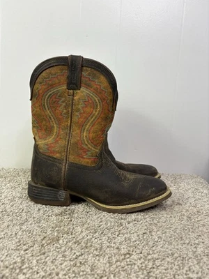 Botas Durango Niños Talla 5 Western Lil Rebel Pull On Puntera Cuadrada Marrón Naranja Foto 1 de 4