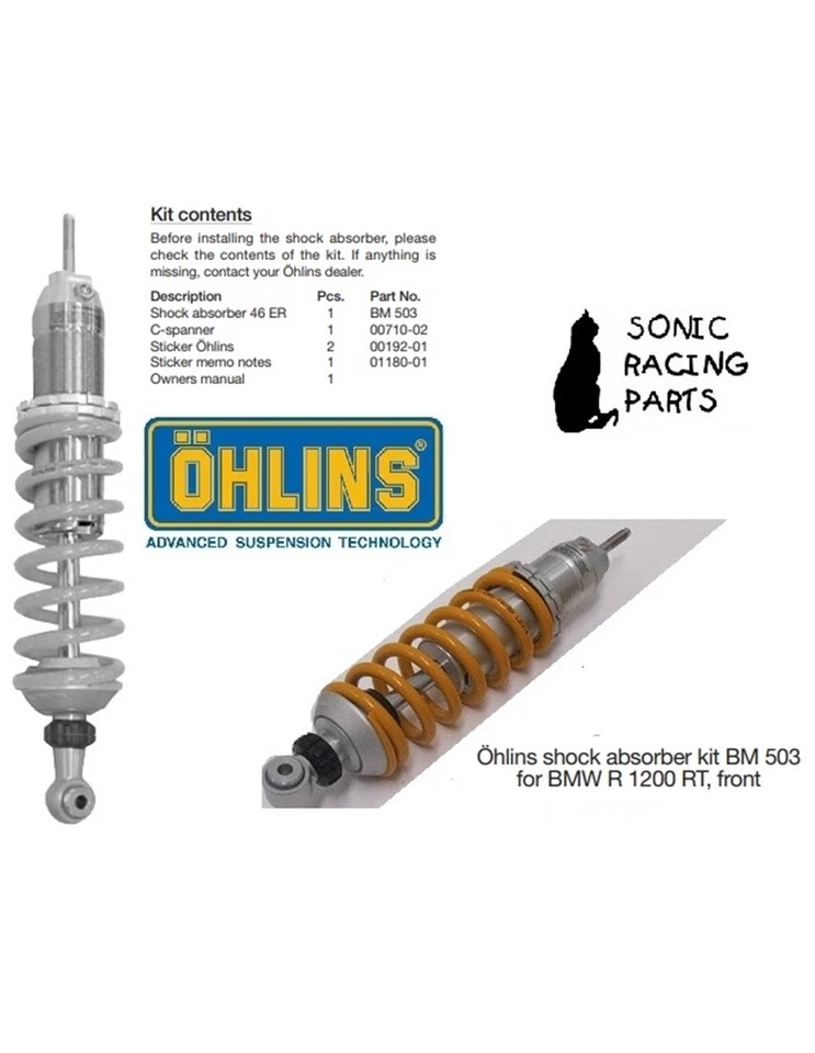 BM 503 MONO AMMORTIZZATORE ANTERIORE OHLINS BMW R 1200 RT 2004 2009 - Immagine 1 di 1
