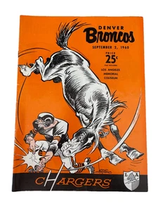 Vintage 1960 DENVER BRONCOS v LOS ANGELES CHARGERS 1st Yr. AFL PROGRAM Jack Kemp - Picture 1 of 9