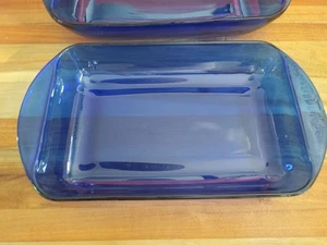 2 casseroles 2qt/3qt bleu cobalt Anchor Hocking USA plat cuisson ustensile four - Picture 1 of 10