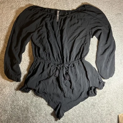 Victoria's Secret Детский комбинезон с длинным рукавом кисточки оборки черный шорты плавать прикрытие Lg - Изображение 1 из 4