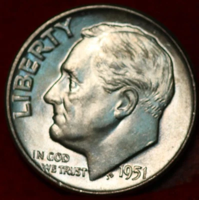 Uncirculated 1951-D Denver Mint Silver Roosevelt Dime - Image 1 of 2