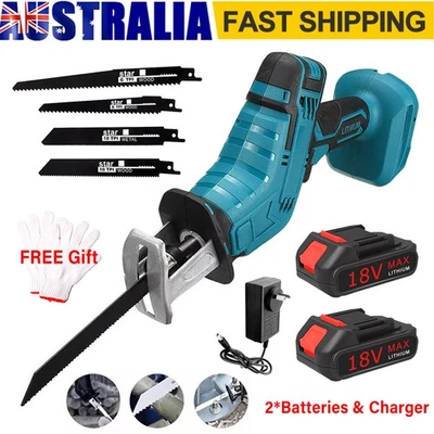 Cordless Electric Reciprocating Saw Sabre Saw w/ 2x Battery Charger 4X Blade Kit - image 1 of 4