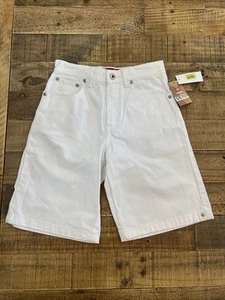 VTG Y2K Ecko Unltd Baggy Hip Hop Skater Grunge White Jean Shorts Youth Size 10 - Picture 1 of 17
