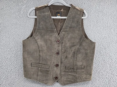 Chaleco Vintage Route 66 Para Hombre Grande Marrón Imitación Gamuza Estilo Occidental Bolsillos con Botones Foto 1 de 4