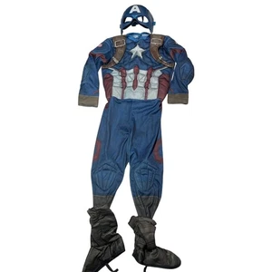 Rubie's Captain America Kids S 6-8 Deluxe Costume Blue Padded One Piece w Mask - Picture 1 of 9