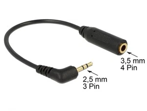 Adapterkabel Klinkenstecker 2,5mm 3 Pin gewinkelt Klinkenbuchse 3,5mm 4 Pin - Bild 1 von 2
