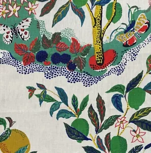 SCHUMACHER Citrus Garden primary printed linen remnant new - Picture 1 of 1