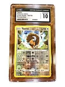 Tauros Reverse Holo Rare #106 - CGC GEM MINT 10 - 2023 Crown Zenith - Pokemon - Picture 1 of 3