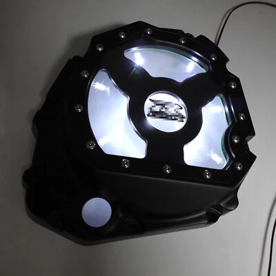 Cubierta de embrague de motor LED negra con LED blanca para Suzuki GSXR 600 750 1000 2001-2005 Foto 1 de 4