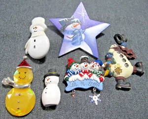 Broches prendedores muñeco de nieve vintage surtidos de Navidad. Lote de 6 - Imagen 1 de 12