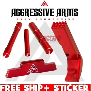AGGRESSIVE ARMS ROCK'N RED Magazine Catch Slide Stop PINS GL0CK 20 21 29 30 36 - Picture 1 of 13