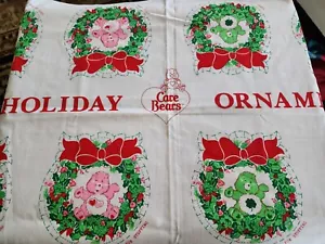 1983 Fabric panel CARE BEAR HOLIDAY ORNAMENTS 6 Wreaths back & front Lucky Love - Picture 1 of 3