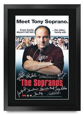 The Sopranos Framed Pre Printed Autograph A3 Photo For a James Gandolfini Fan - Immagine 1 di 4