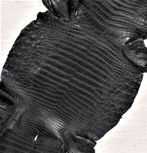 Crocodile Leather in Black Color with glaze finish - Picture 1 of 7