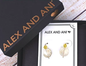 NEW NIB Alex and Ani Citrine Gemstone Gold Filled Earrings W/Box - Picture 1 of 3