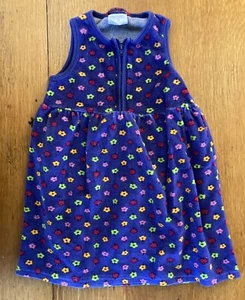 Vtg GUC Sz 4T Velour Purple-Blue Floral Jumper Or Sleeveless Dress Esprit - Picture 1 of 5