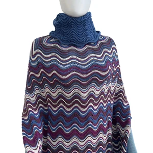 Missoni Multicolor Wool Turtleneck Cape Poncho - Picture 1 of 7