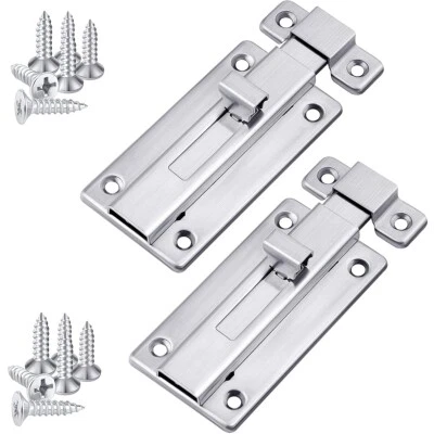 Stainless Steel Door Shed Lock Bolt Cabinet Catches Slide Padlock Clasp Toilet - Image 1 of 4