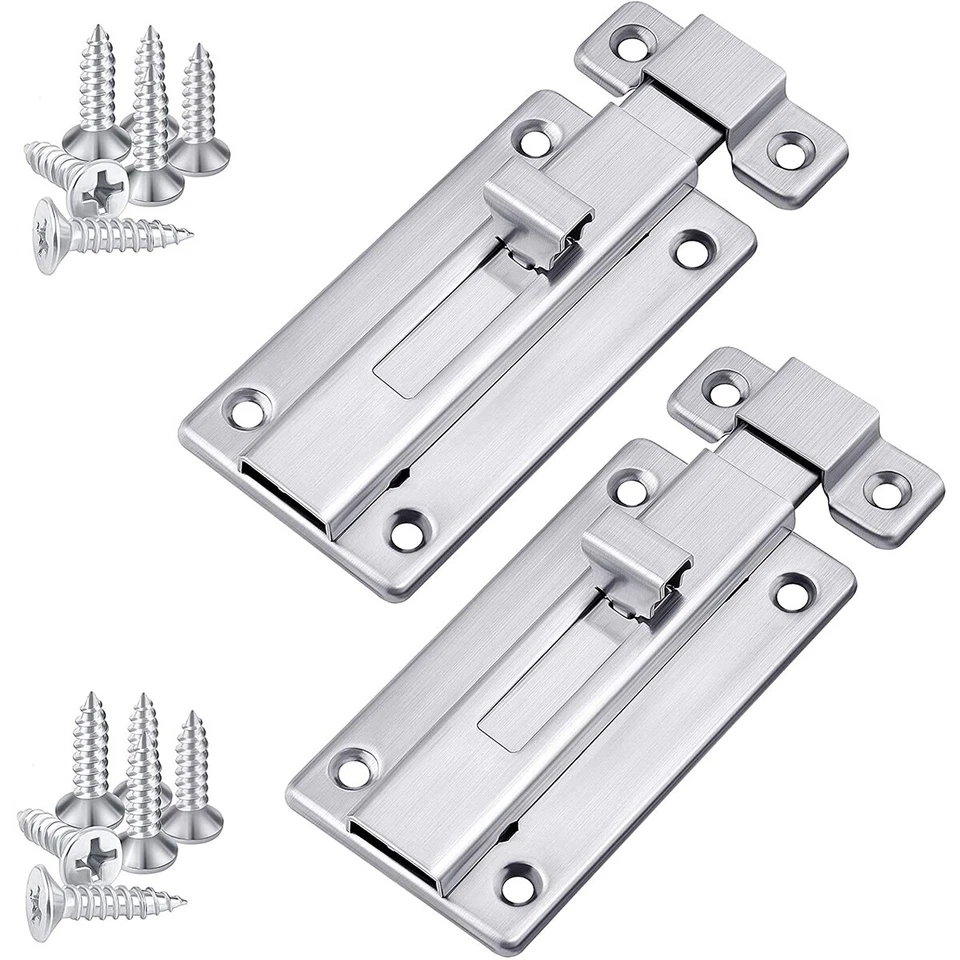 Stainless Steel Door Shed Lock Bolt Cabinet Catches Slide Padlock Clasp Toilet - Image 1 of 4