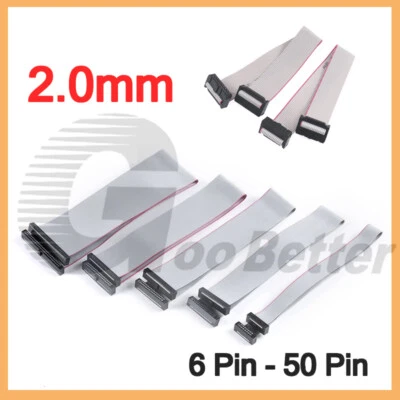 IDC Header Jumper Connector, 2.0mm Pitch, 2 Row, 20cm Flat Ribbon Cable, Female - Image 1 of 4