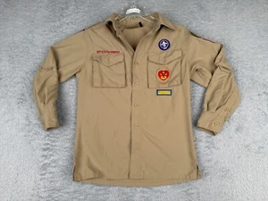 Boy Scouts of America Shirt Youth Medium Beige Long Sleeve Supplex Nylon Utah - Picture 1 of 14