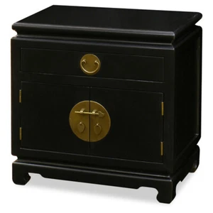 US Seller - Matte Black Petite Elmwood Chinese Ming Cabinet - Picture 1 of 3
