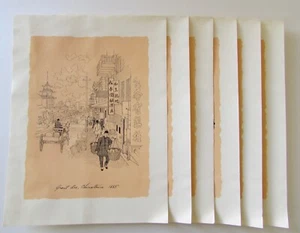 Mid Century San Francisco Landmark City Scene Pen & Ink Prints Set of 6 - Picture 1 of 10