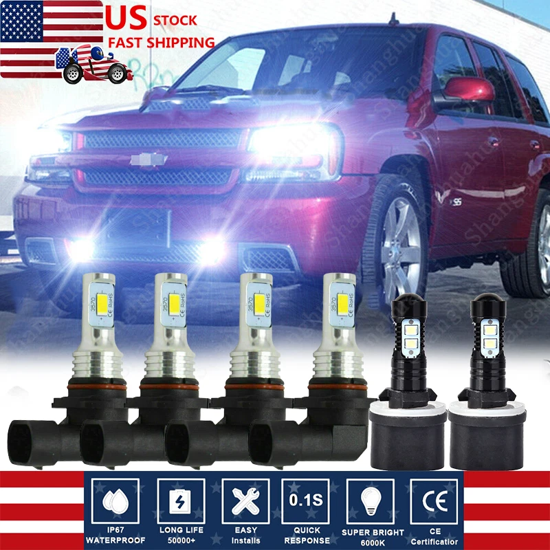 Combo de 6x faros antiniebla LED para Chevrolet Trailblazer 2002-2009 6000 k Foto 1 de 4