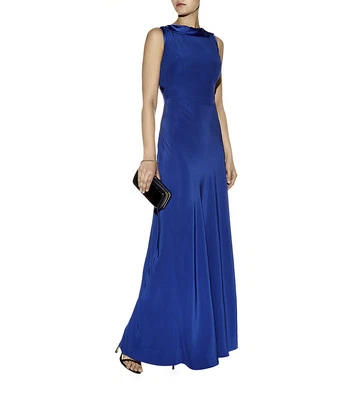 Maxi vestido de dama de honor azul cuello alto REISS Montana UK10/USA6 $520 Foto 1 de 4